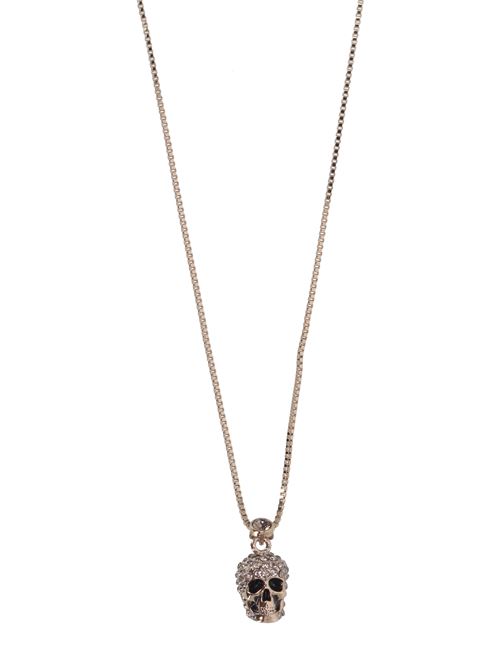 Gold metal crystal encrusted skull necklace Alexander McQueen | 582694J160K2077